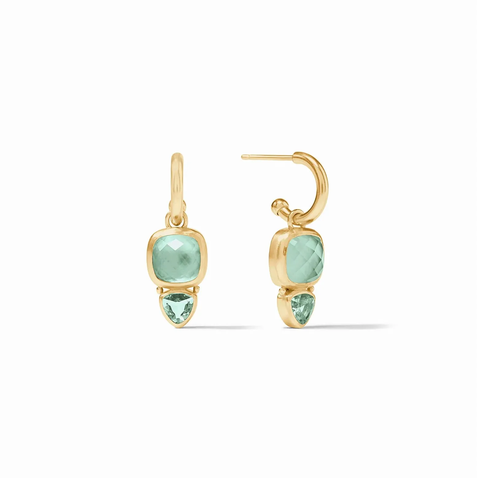 Julie Vos Aquitaine Duo Hoop & Charm Earring, Aquamarine Blue