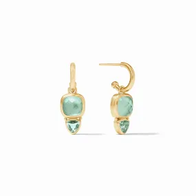 Julie Vos Aquitaine Duo Hoop & Charm Earring, Aquamarine Blue