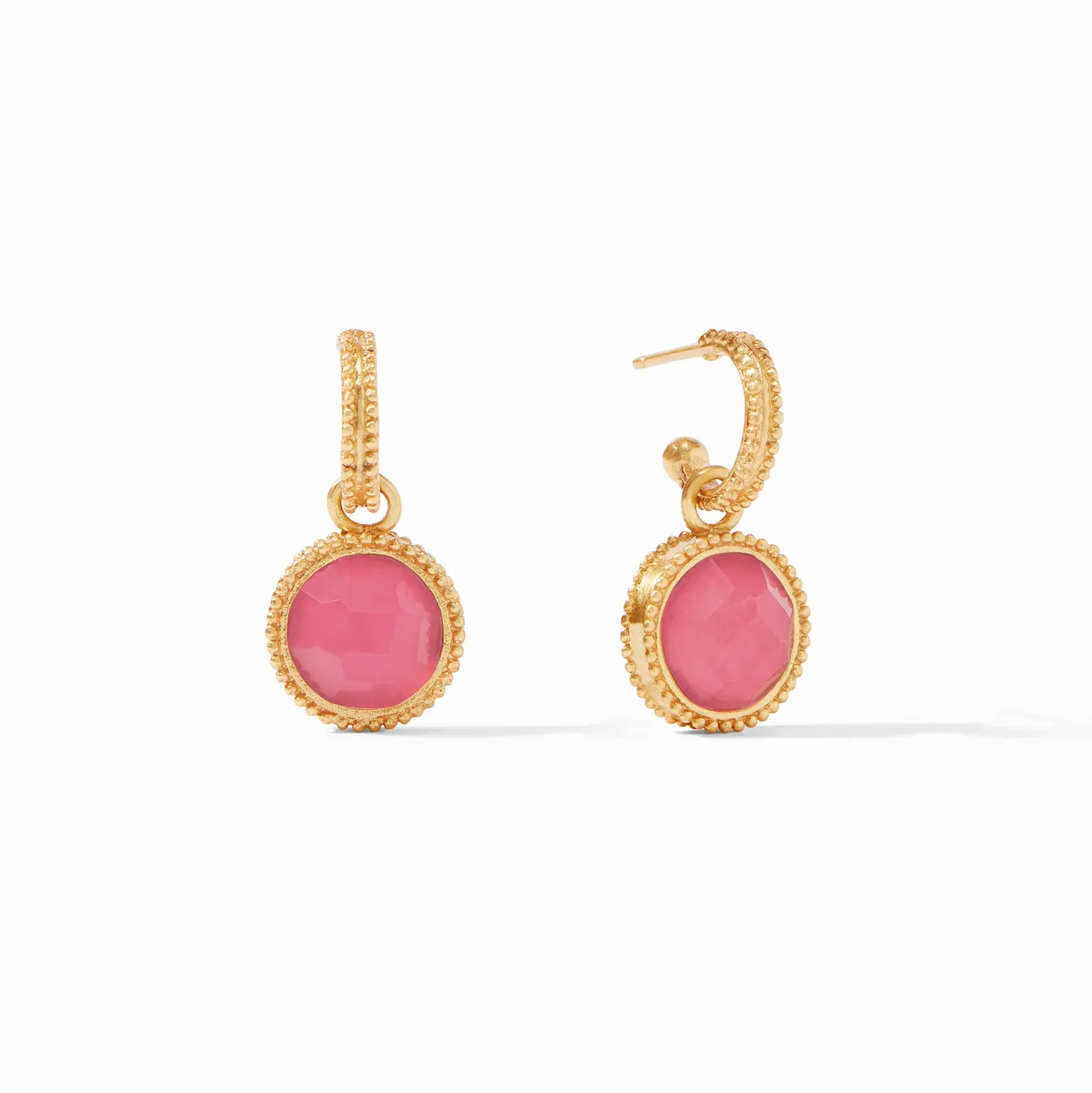 Julie Vos Fleur de Lis Hoop & Charm Earring, Peony Pink