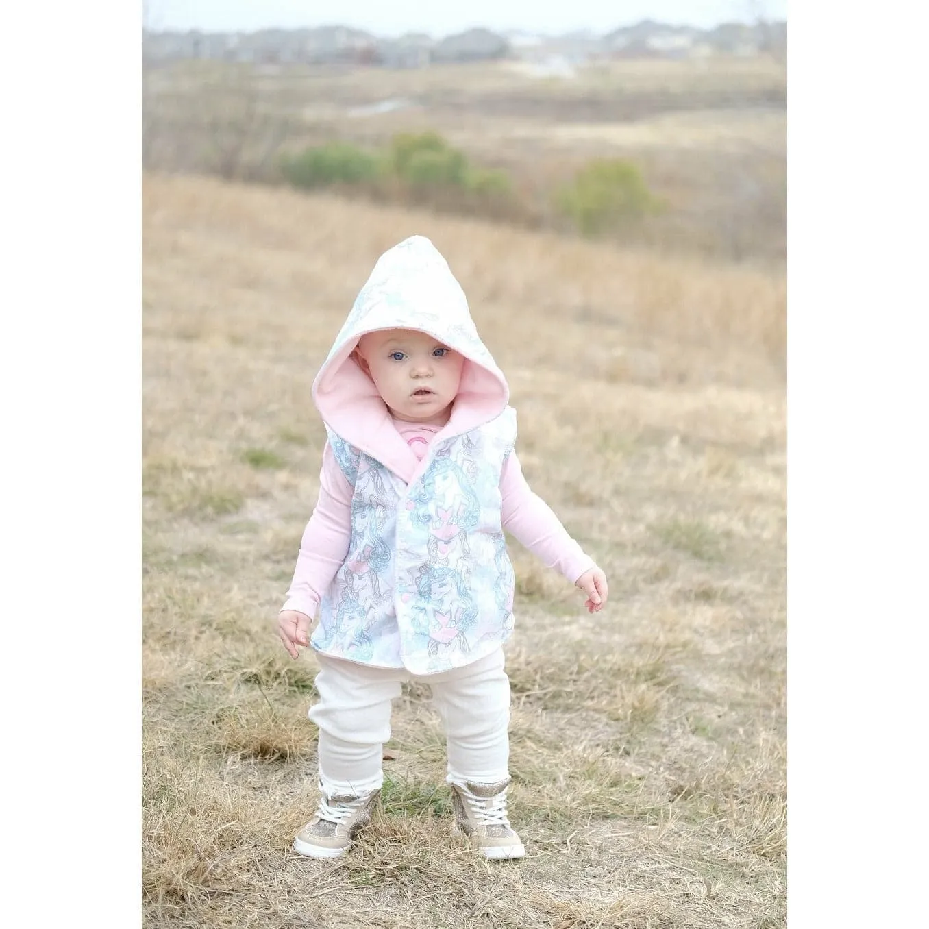 Kids Reversible Bodywarmer | Organic Candy Unicorns