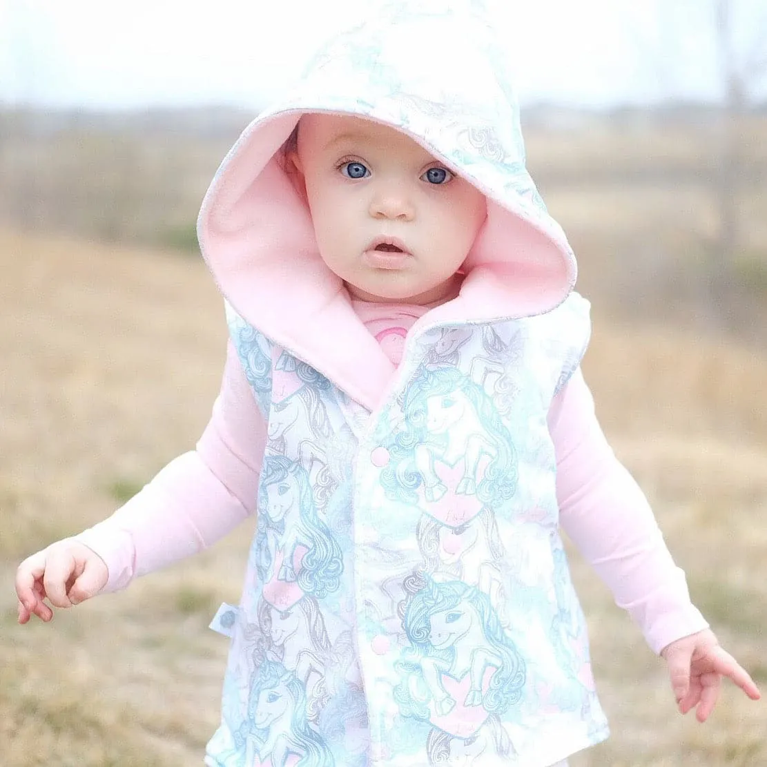 Kids Reversible Bodywarmer | Organic Candy Unicorns