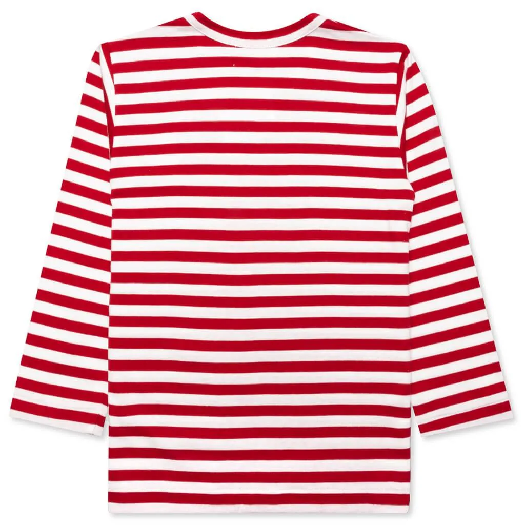 Kid's Striped L/S T-Shirt - Red/White