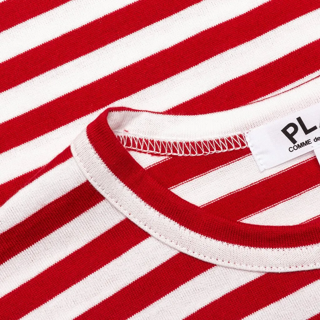 Kid's Striped L/S T-Shirt - Red/White