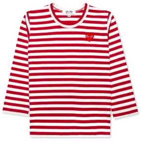 Kid's Striped L/S T-Shirt - Red/White