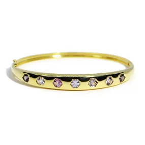 Lauren K - Odyssey Bangle Bracelet with Hexagon Pink Spinel, 18k Yellow Gold