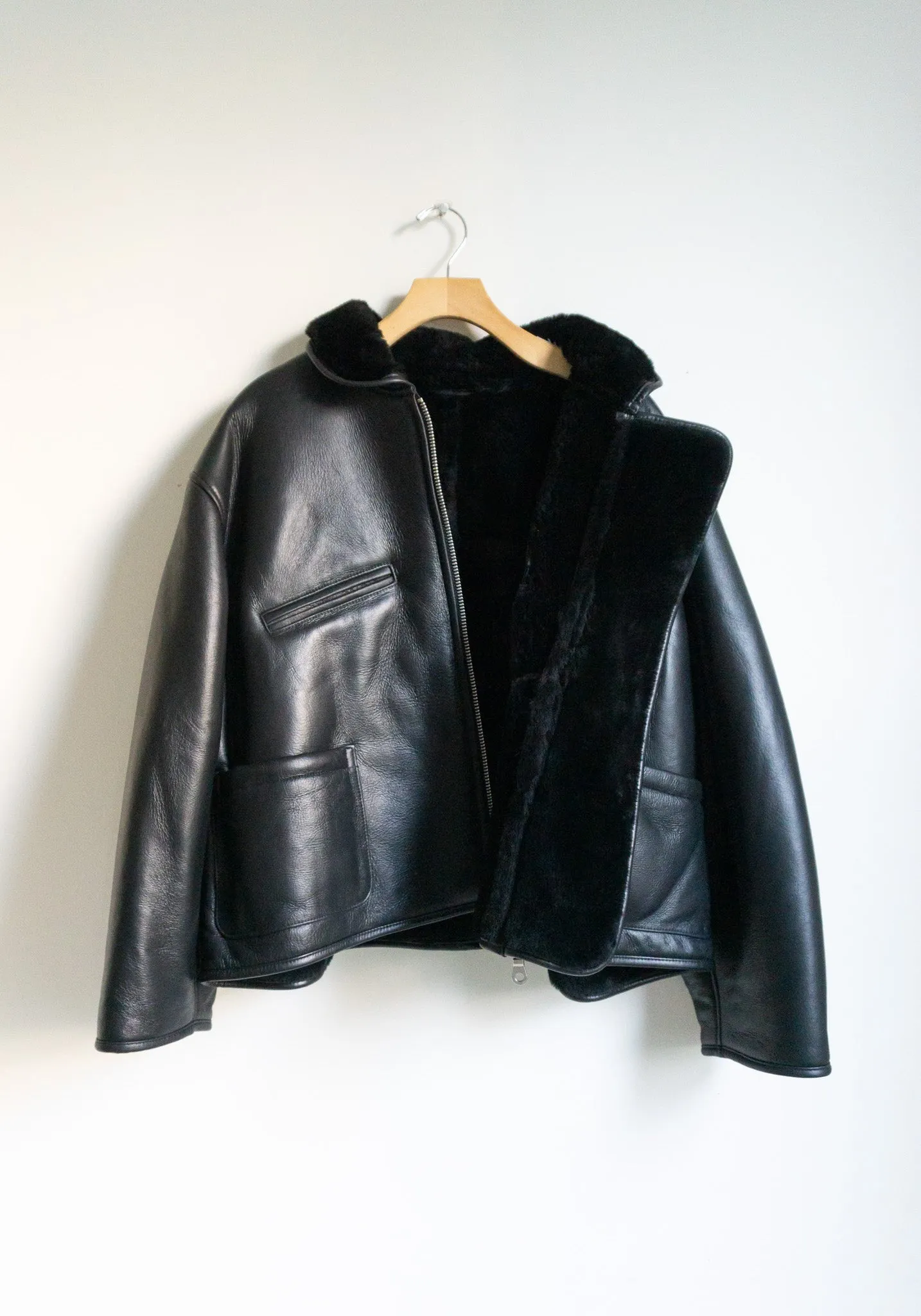 Leather Flying Jacket in Black