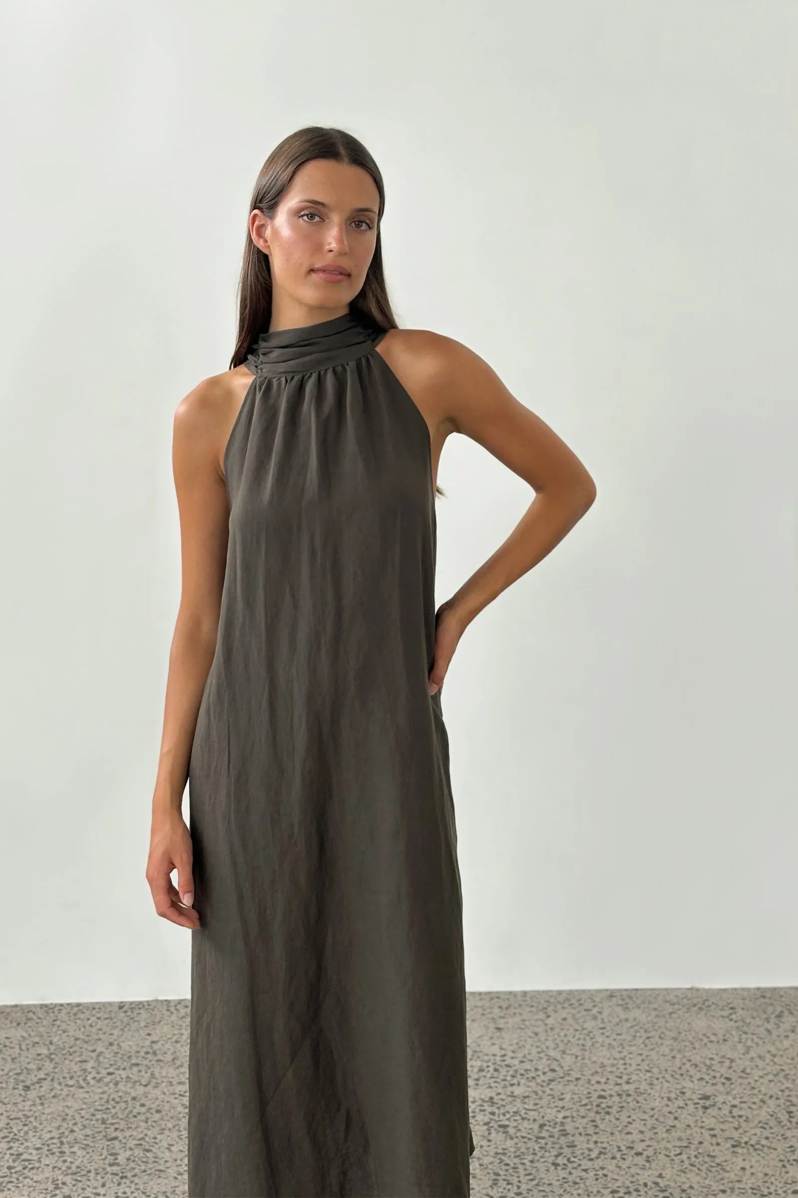 Lowe Dress in Dark Khaki