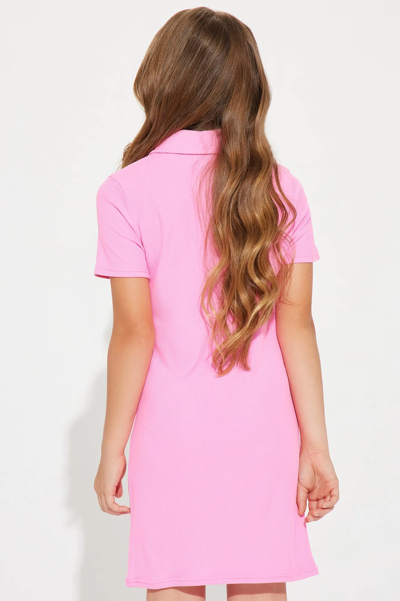 Mini Word Up Yummy Polo Dress - Neon Pink