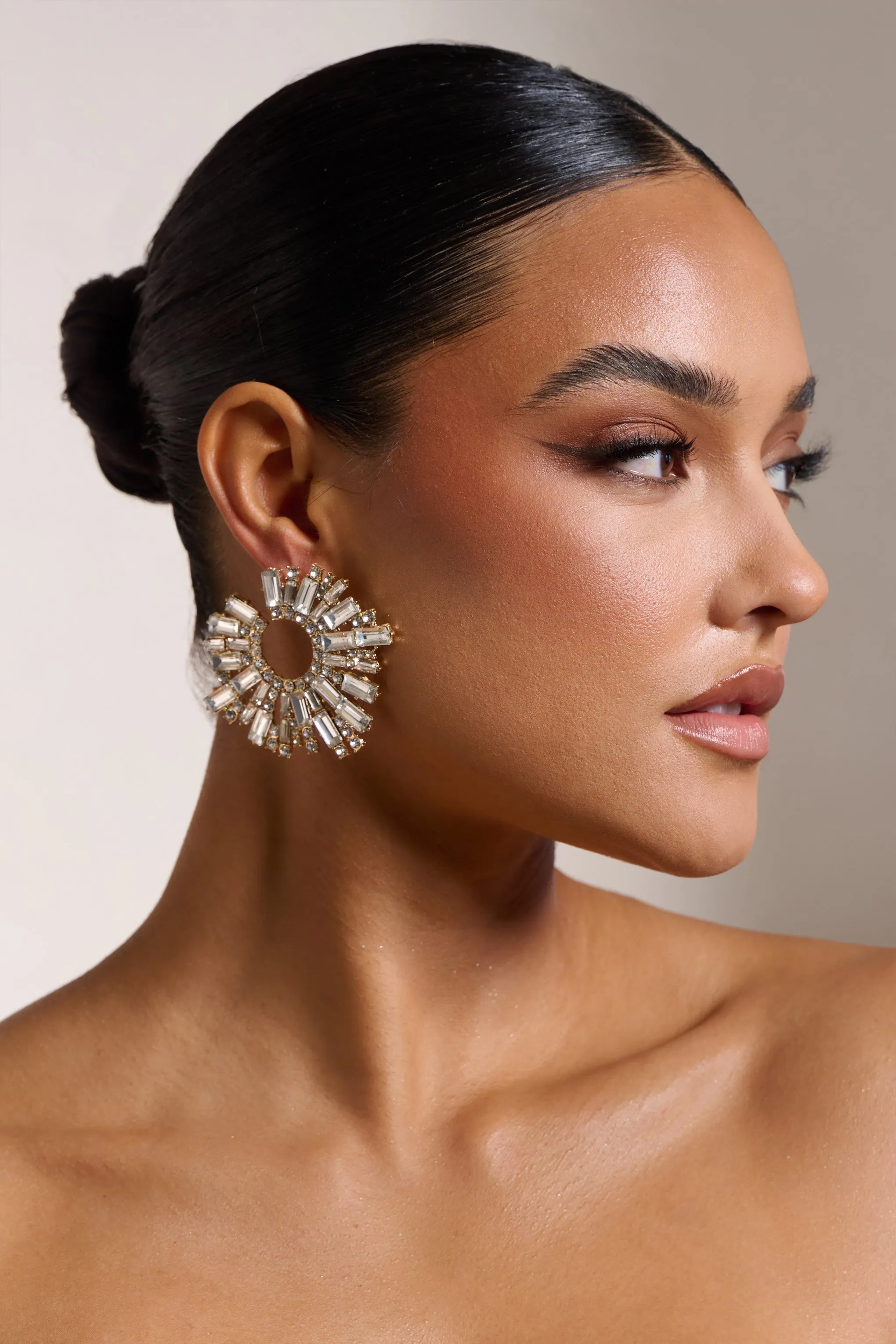 Nala | Silver Diamante Cluster Hoop Earrings