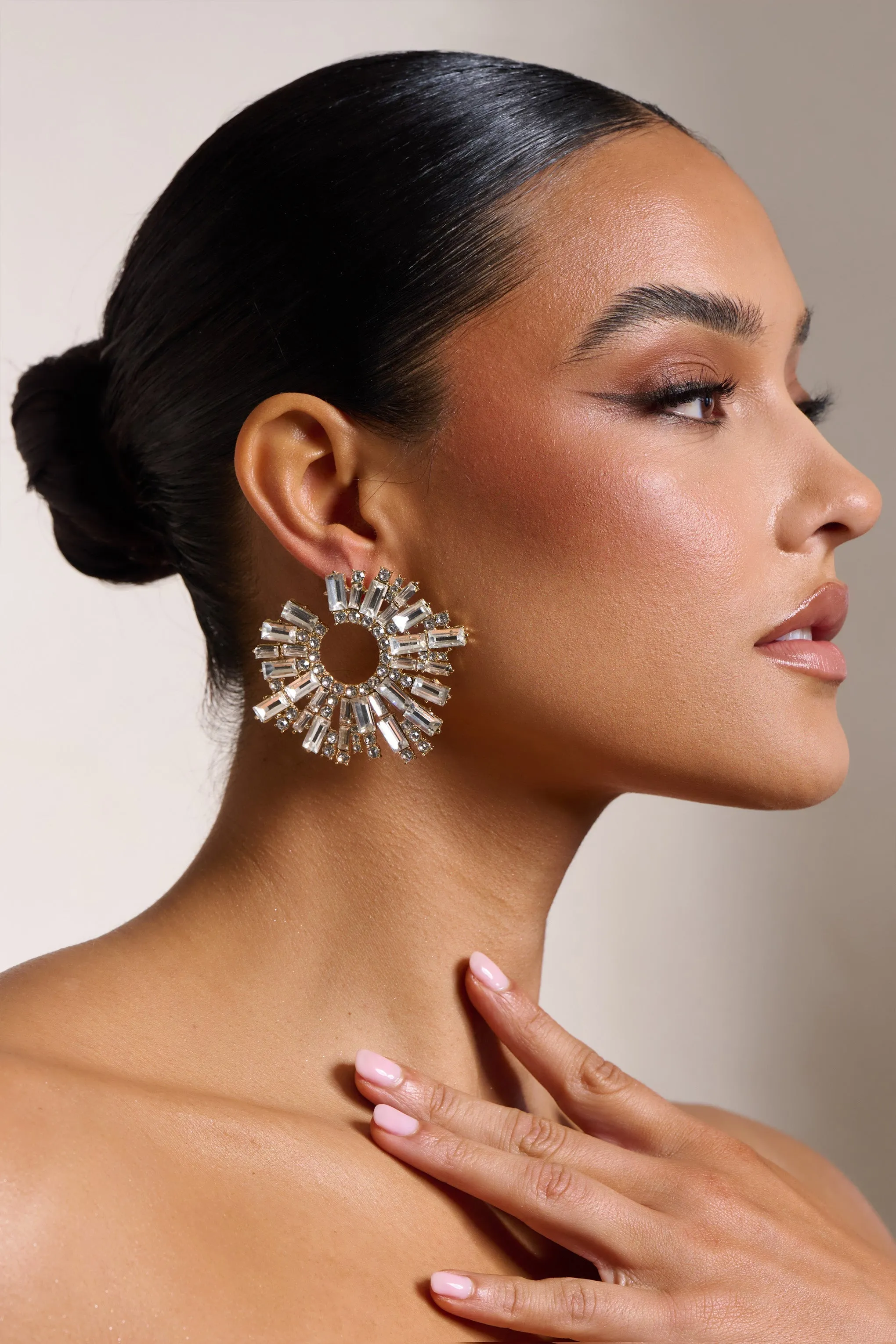 Nala | Silver Diamante Cluster Hoop Earrings