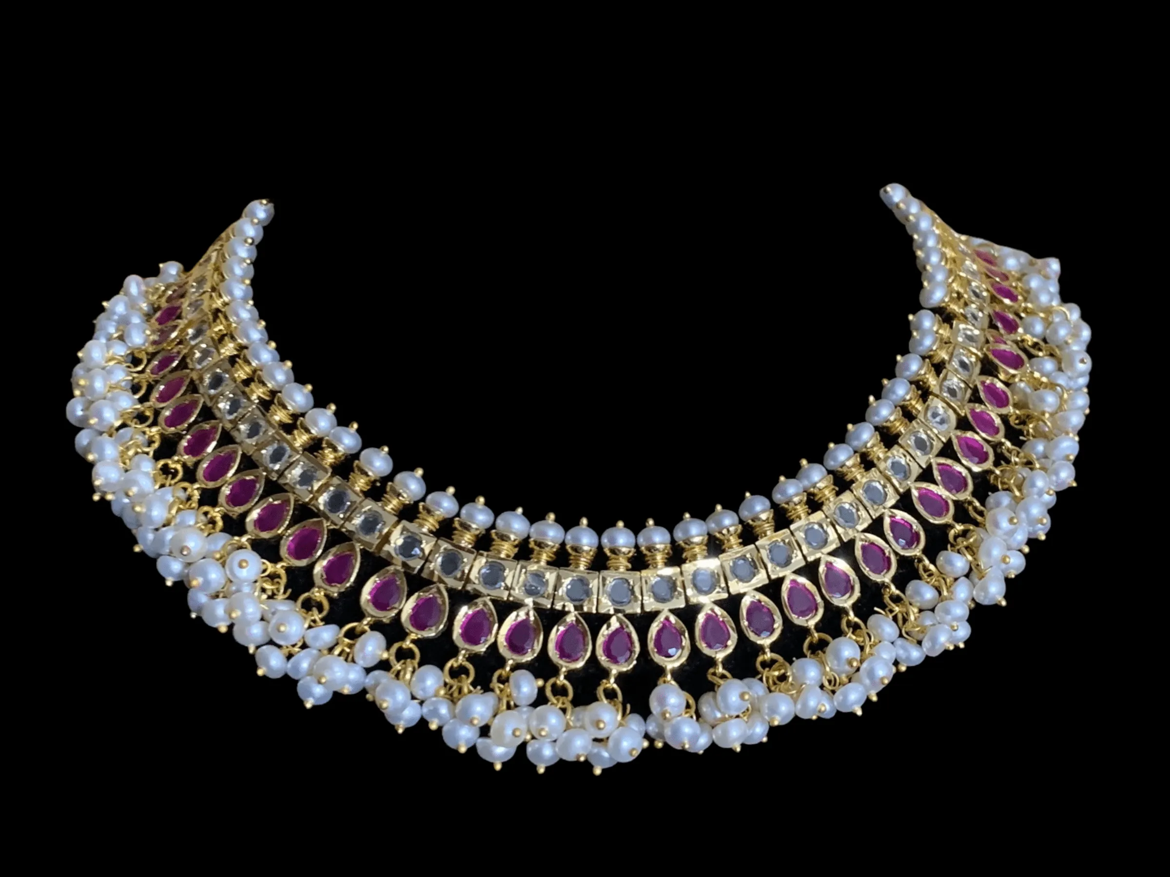 NS330 Faiza necklace set in fresh water pearls    (READY TO SHIP)  )