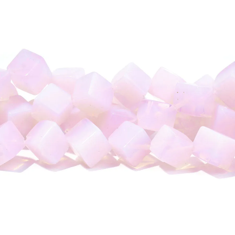 Opalite Pink (Synthetic) 8mm Cube Corner Drilled - 15-16 inch - CLEARANCE