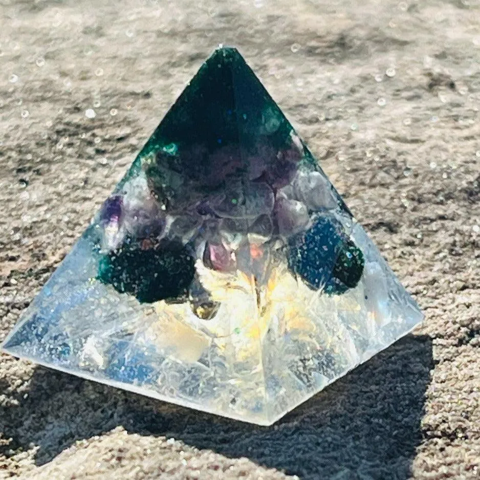 Orgonite Pyramids (Small) ~Hand crafted Pyramid loaded with metals and crystals~ Great for Meditation and Gifting