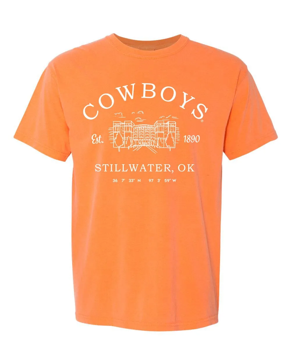 OSU Cowboys Stadium Coordinates Orange Tee