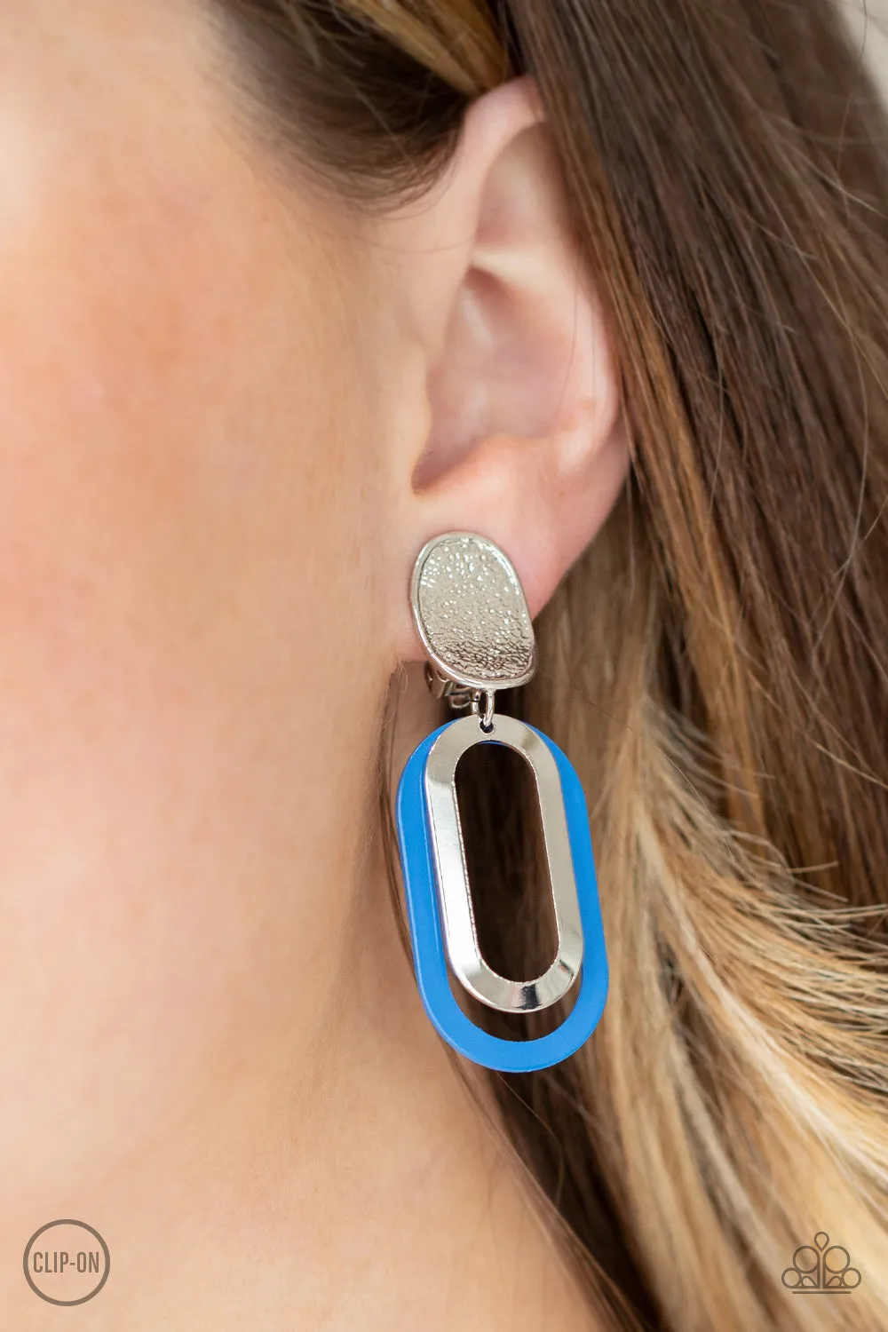 Paparazzi Melrose Mystery - Blue Clip On Earrings