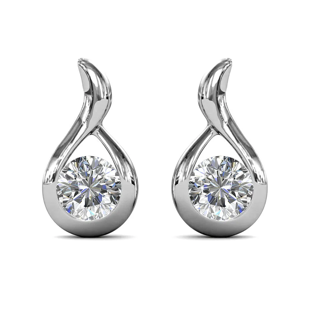 Parker 18k White Gold Plated Crystal Teardrop Stud Earrings