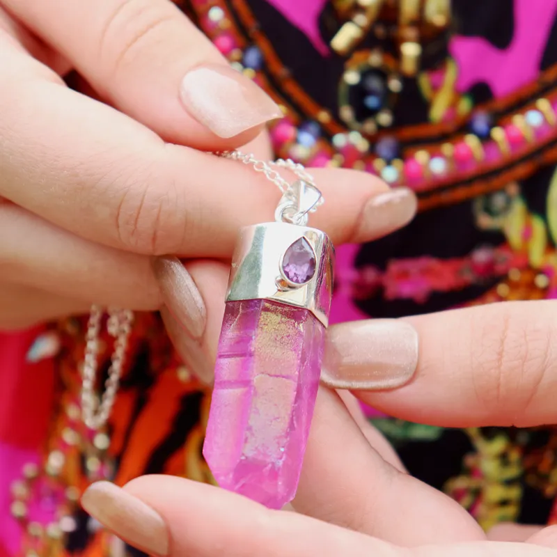 Pink Aura Amethyst Pendant (B)