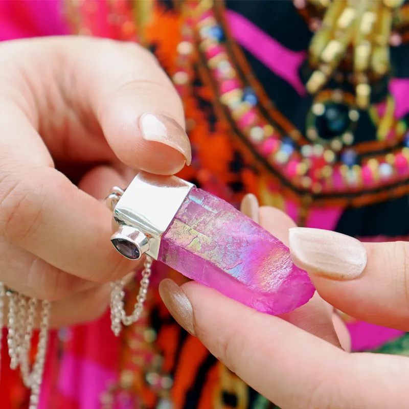 Pink Aura Amethyst Pendant (B)