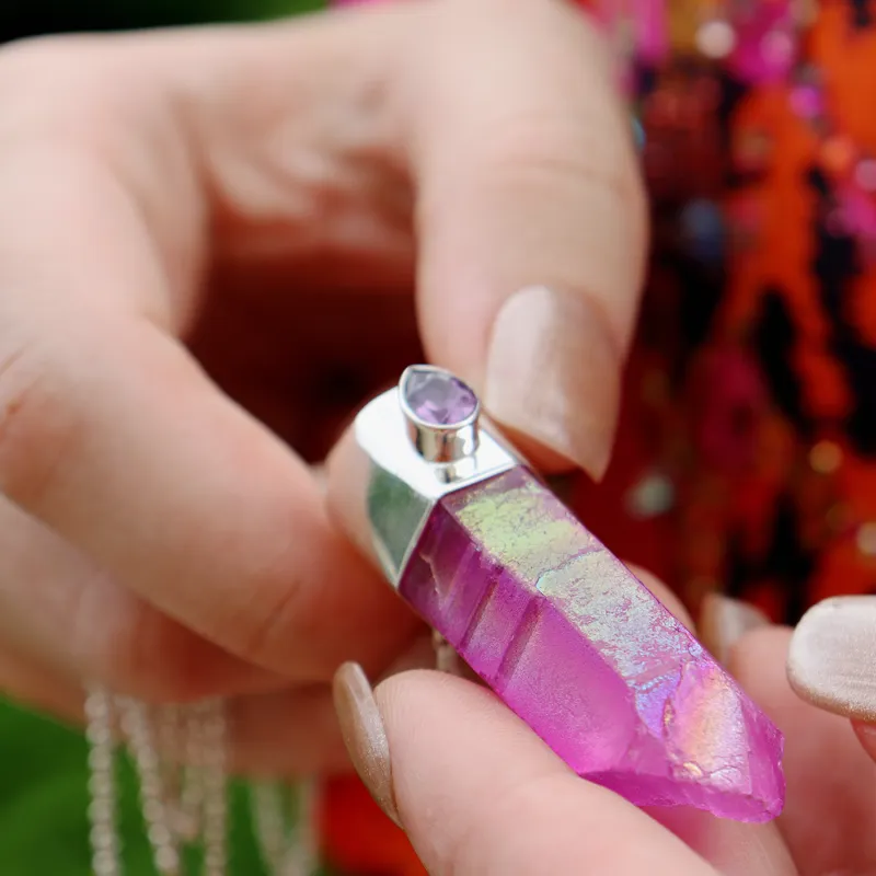 Pink Aura Amethyst Pendant (B)