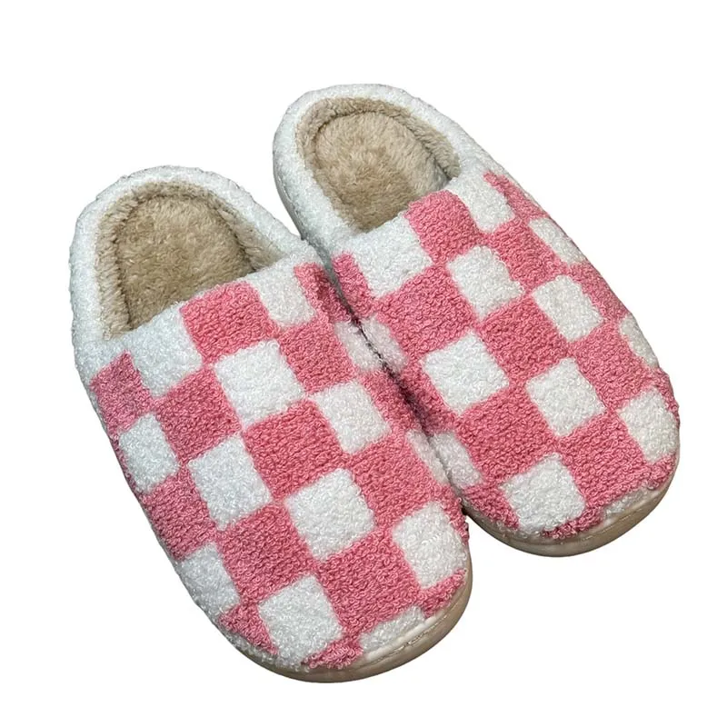 Pink Checkered Slippers