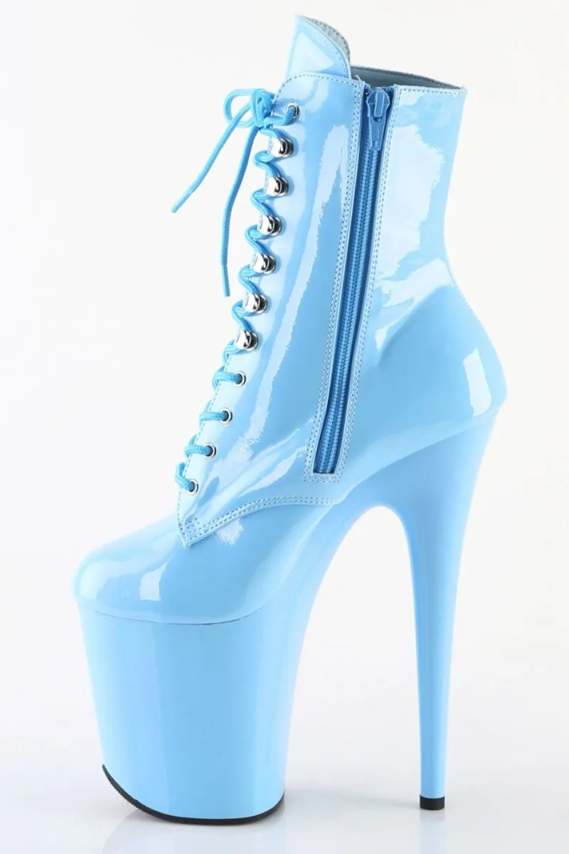 Pleaser USA Flamingo-1020 8inch Pleaser Boots - Patent Baby Blue