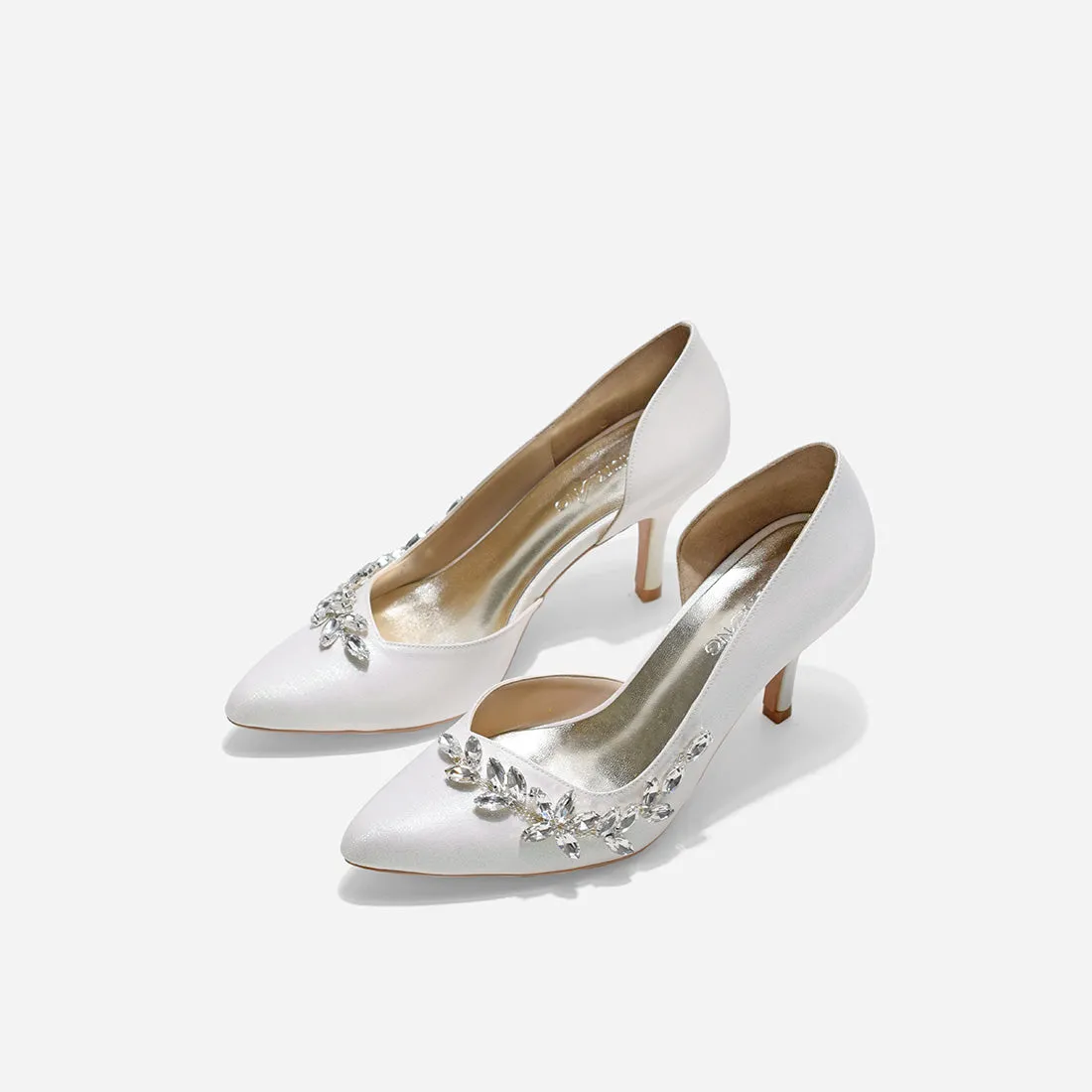 Pluto Cynthia White Glitter Heels