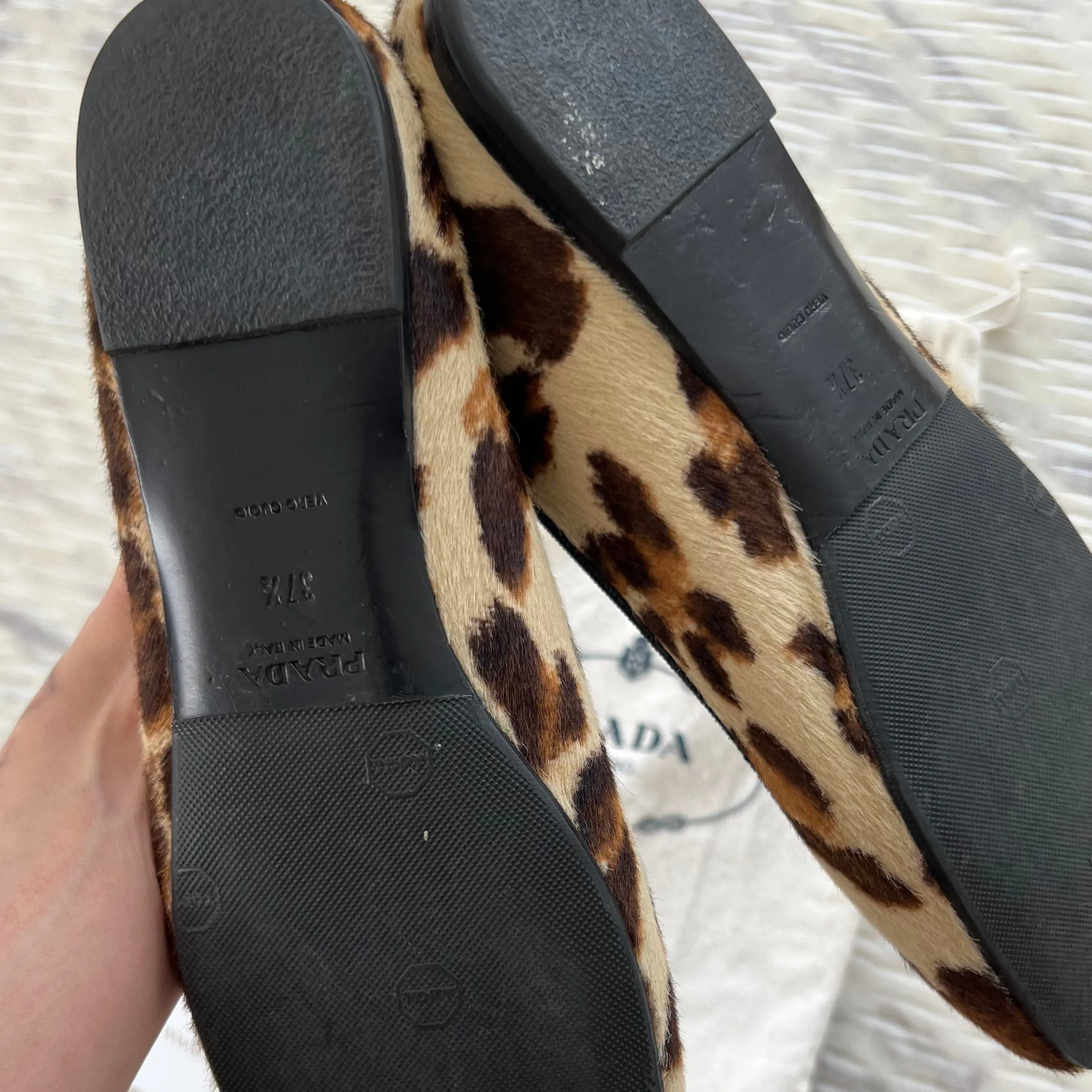 Prada Leopard Horse Hair Flats