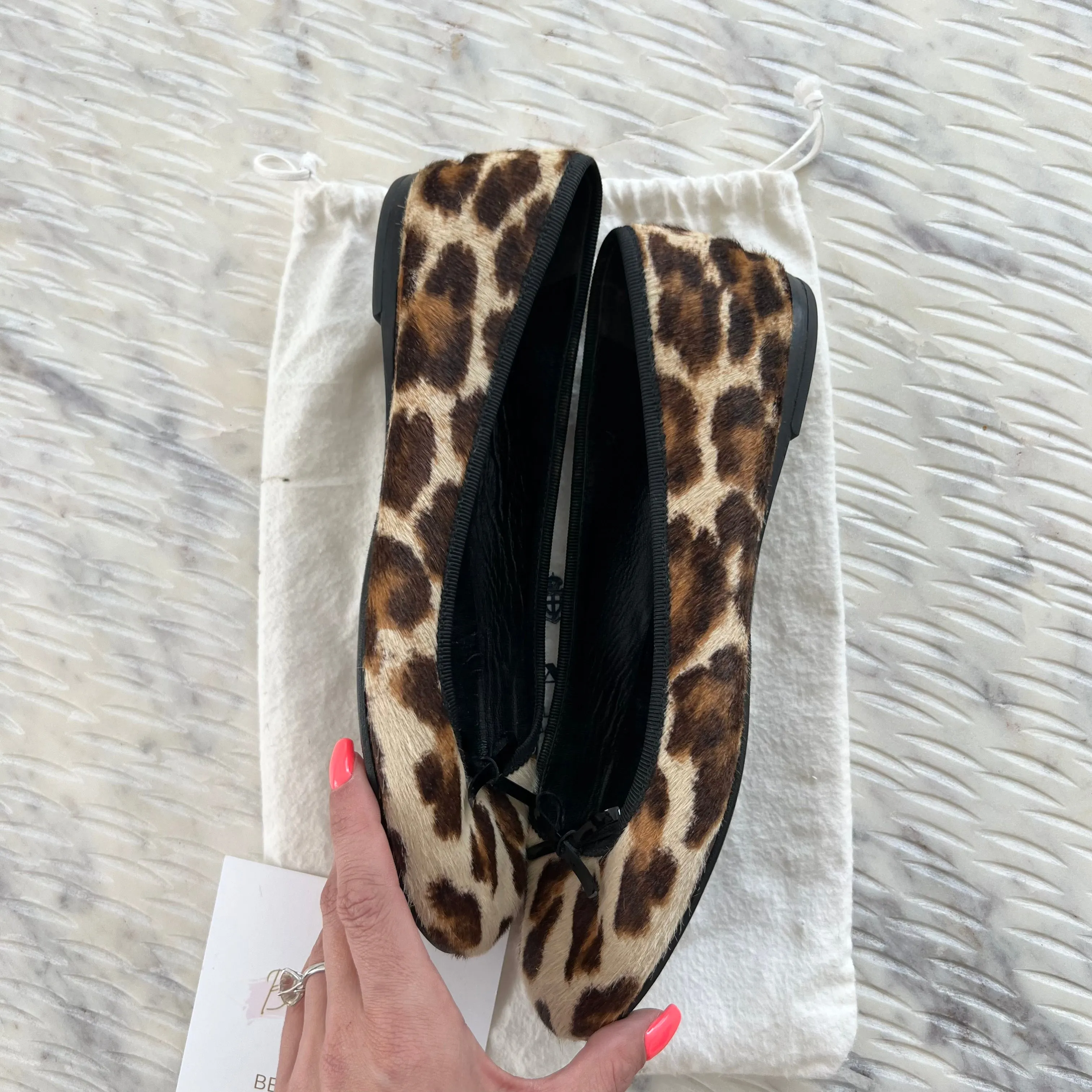 Prada Leopard Horse Hair Flats