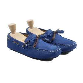 Puyol - Men's Blue Kid Suede Driver Shoe