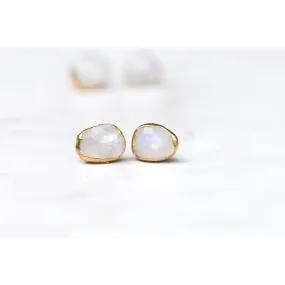 Rainbow Moonstone Stud Earrings