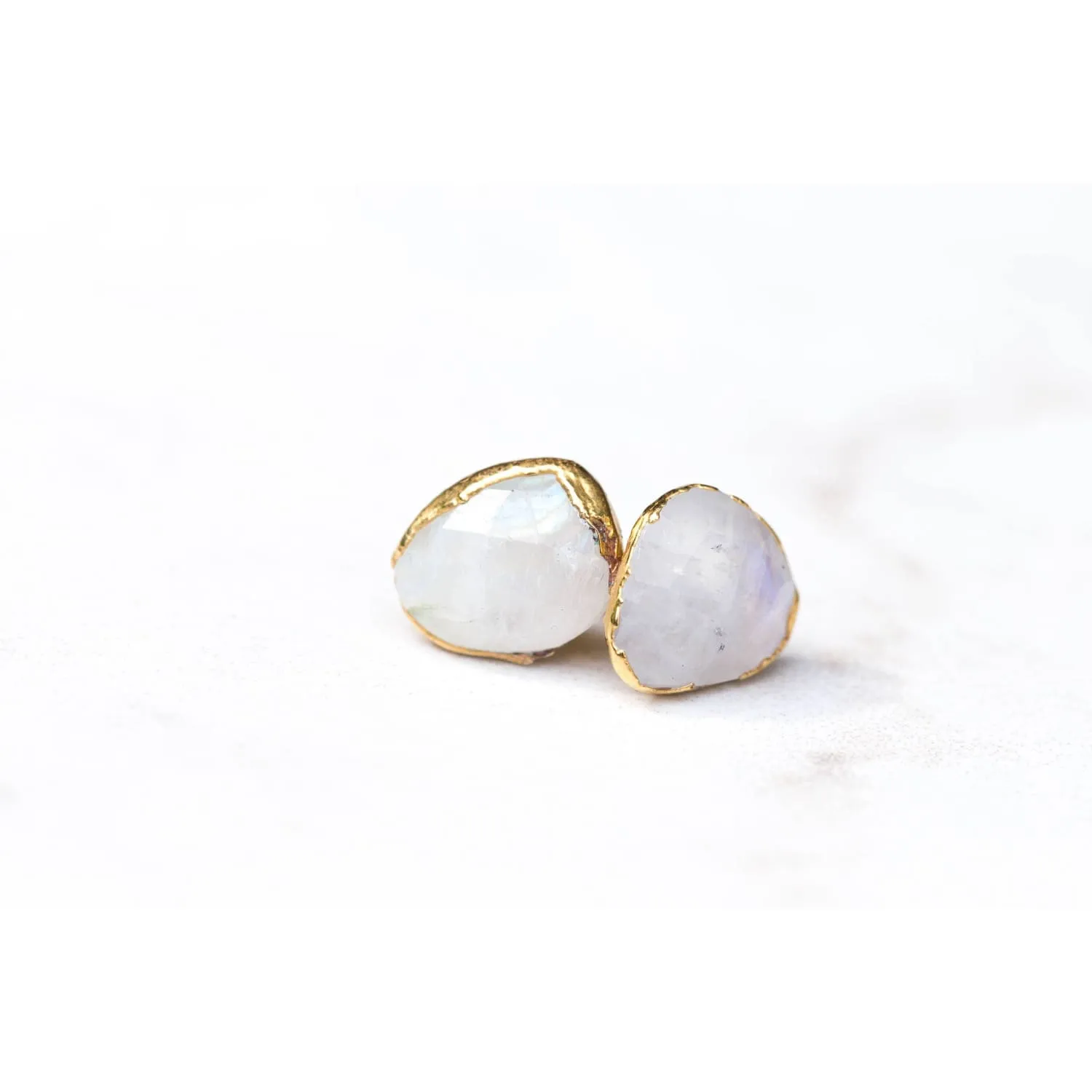 Rainbow Moonstone Stud Earrings