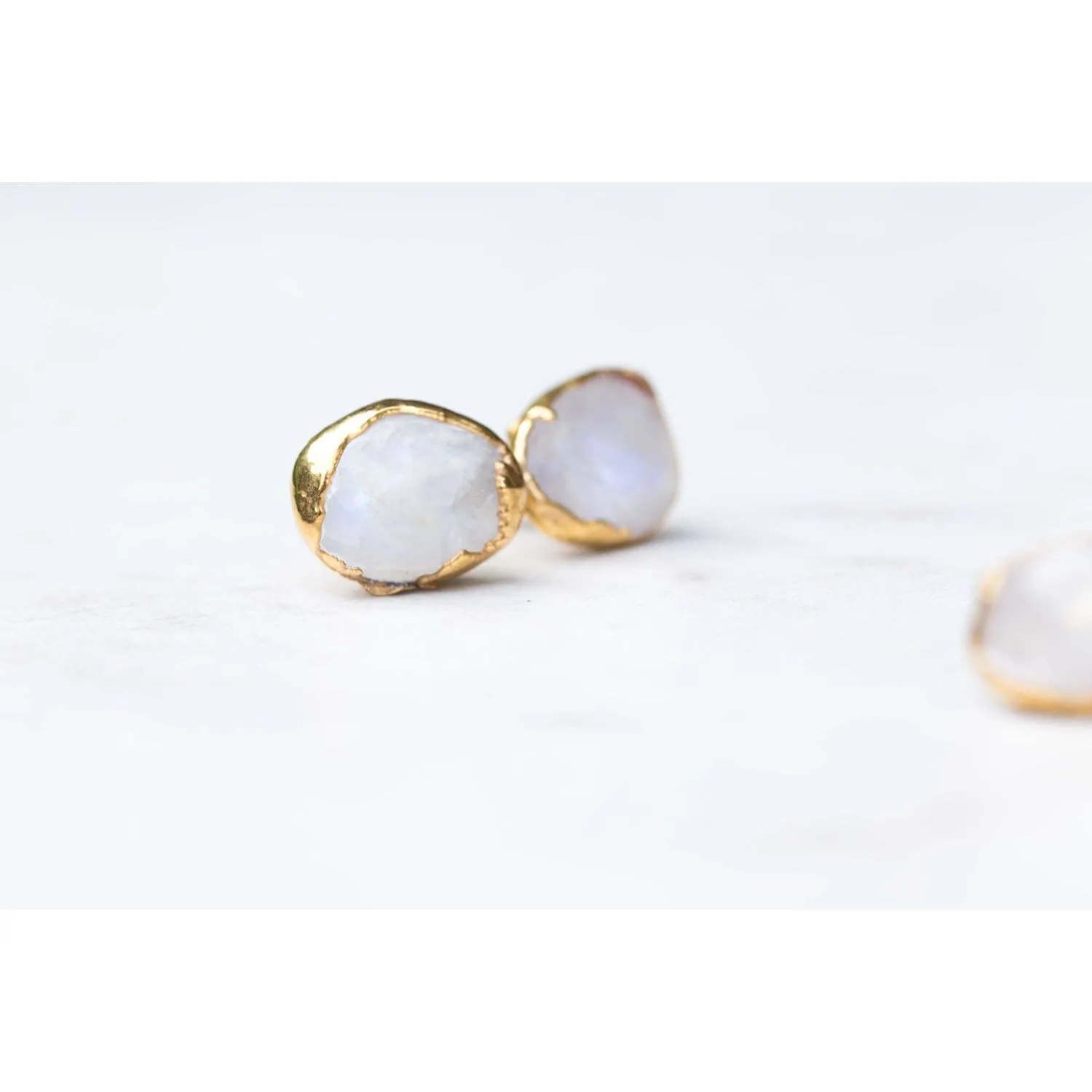 Rainbow Moonstone Stud Earrings