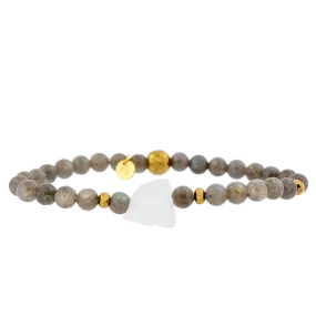 Rough Clear Quartz and Labradorite Gemstone Bracelet