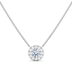 Round Brilliant Halo Diamond Pendant Necklace