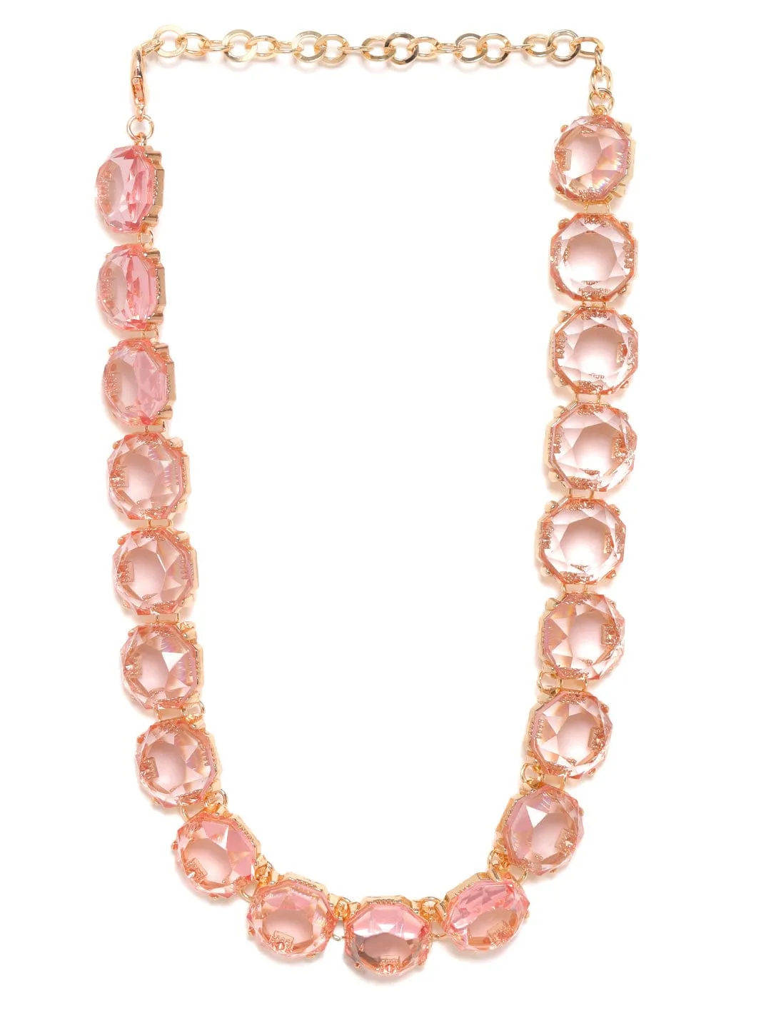 Rubans Voguish 18K Gold Plated Pink Crystal Studded Statement Necklace