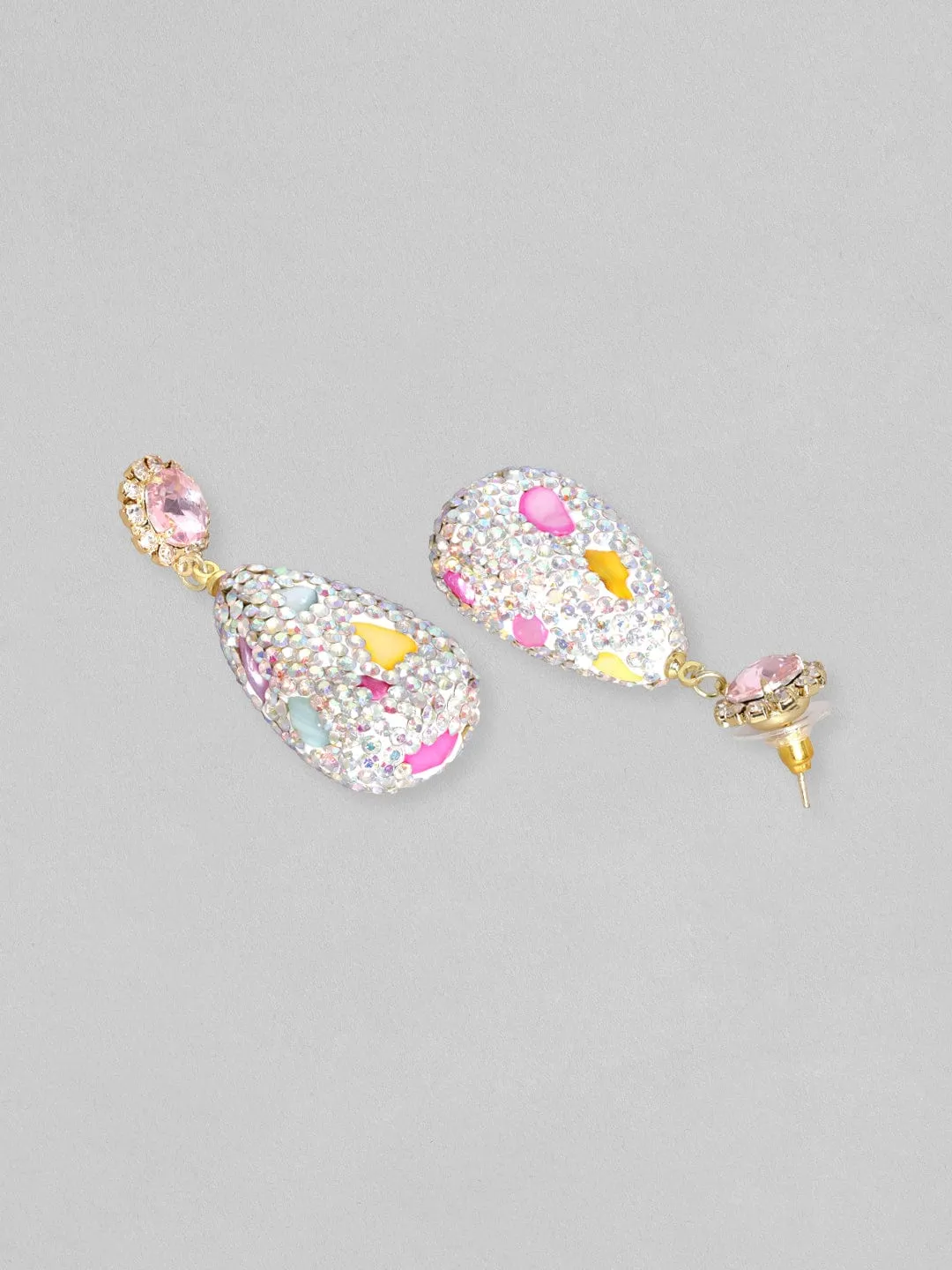 Rubans Voguish Multicolour Crystal Pave Studded Drop Earrings