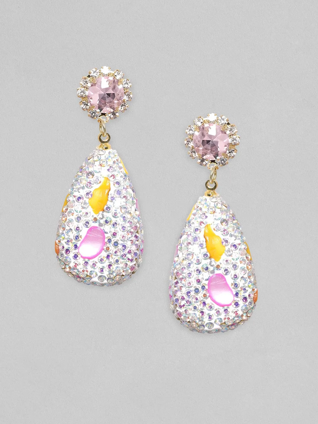 Rubans Voguish Multicolour Crystal Pave Studded Drop Earrings