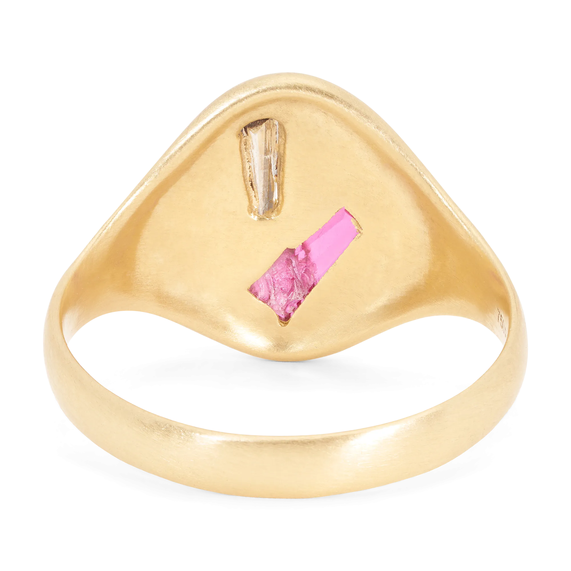 Ruby Peek a Boo Signet Ring with Diamond - Size 7 - 11588