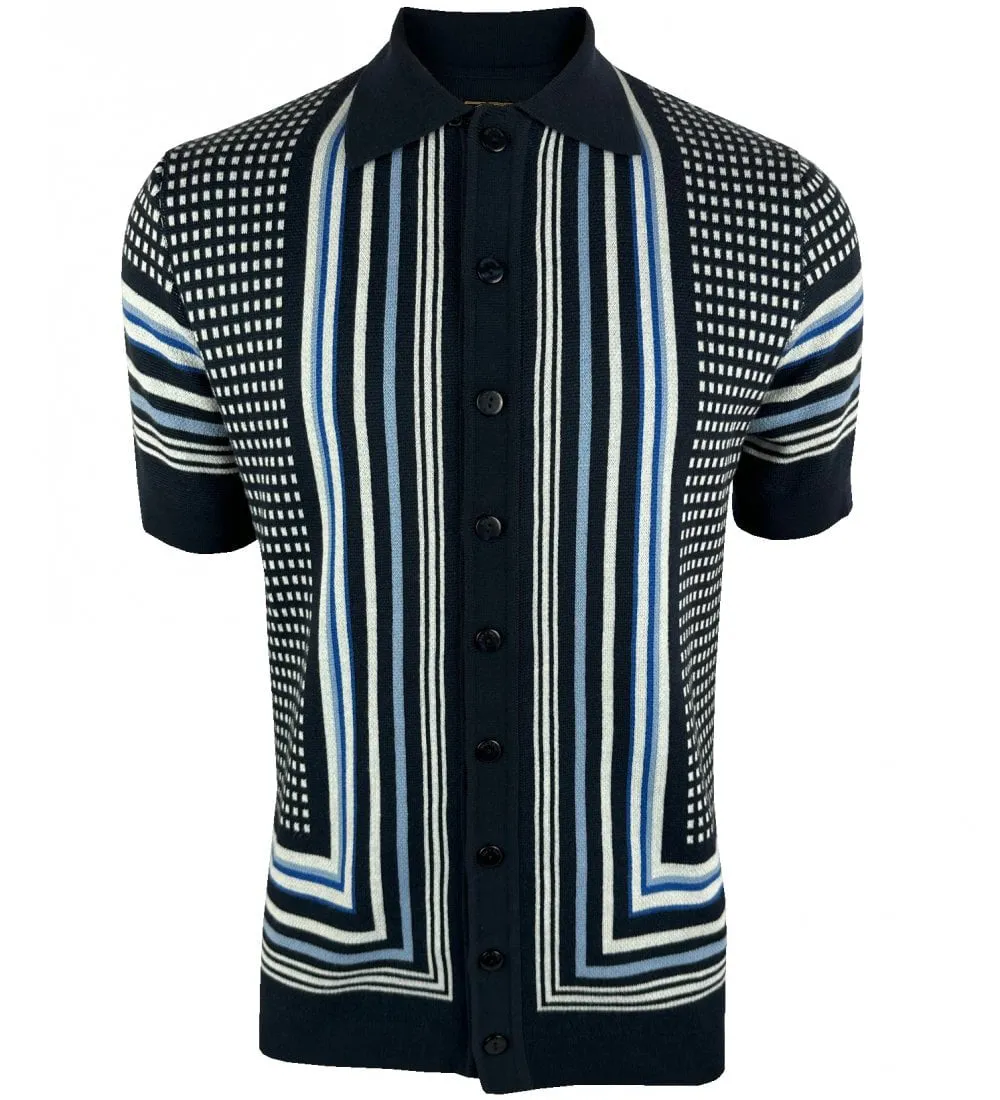 Ska & Soul Stripe Knit Cardi Navy