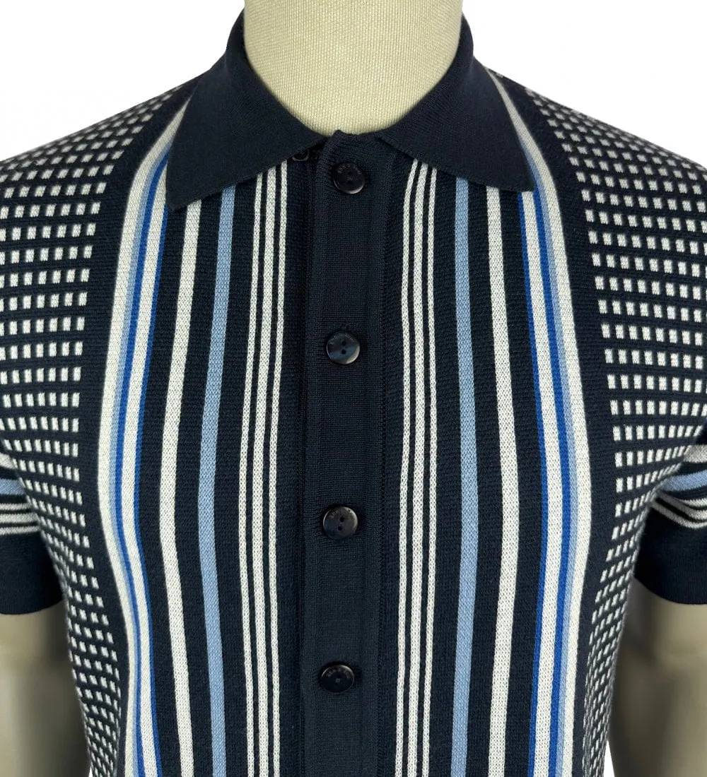 Ska & Soul Stripe Knit Cardi Navy