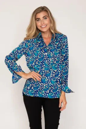 Soho Shirt in Royal Blue & Turquoise Swirl