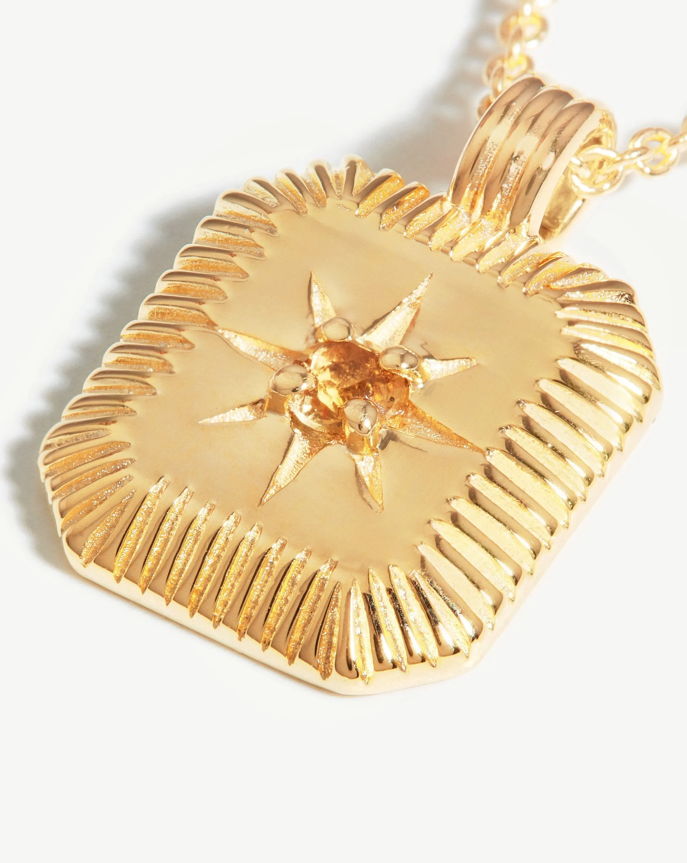 Star Ridge Birthstone Pendant Necklace | 18ct Gold Vermeil/Natural Citrine