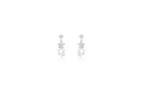 Star White Crystal Palladium Plating Screwback Stud Girls Earring