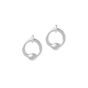 Sterling Silver Open Circle Orbis Dangle Stud With Bezel-Set Diamond