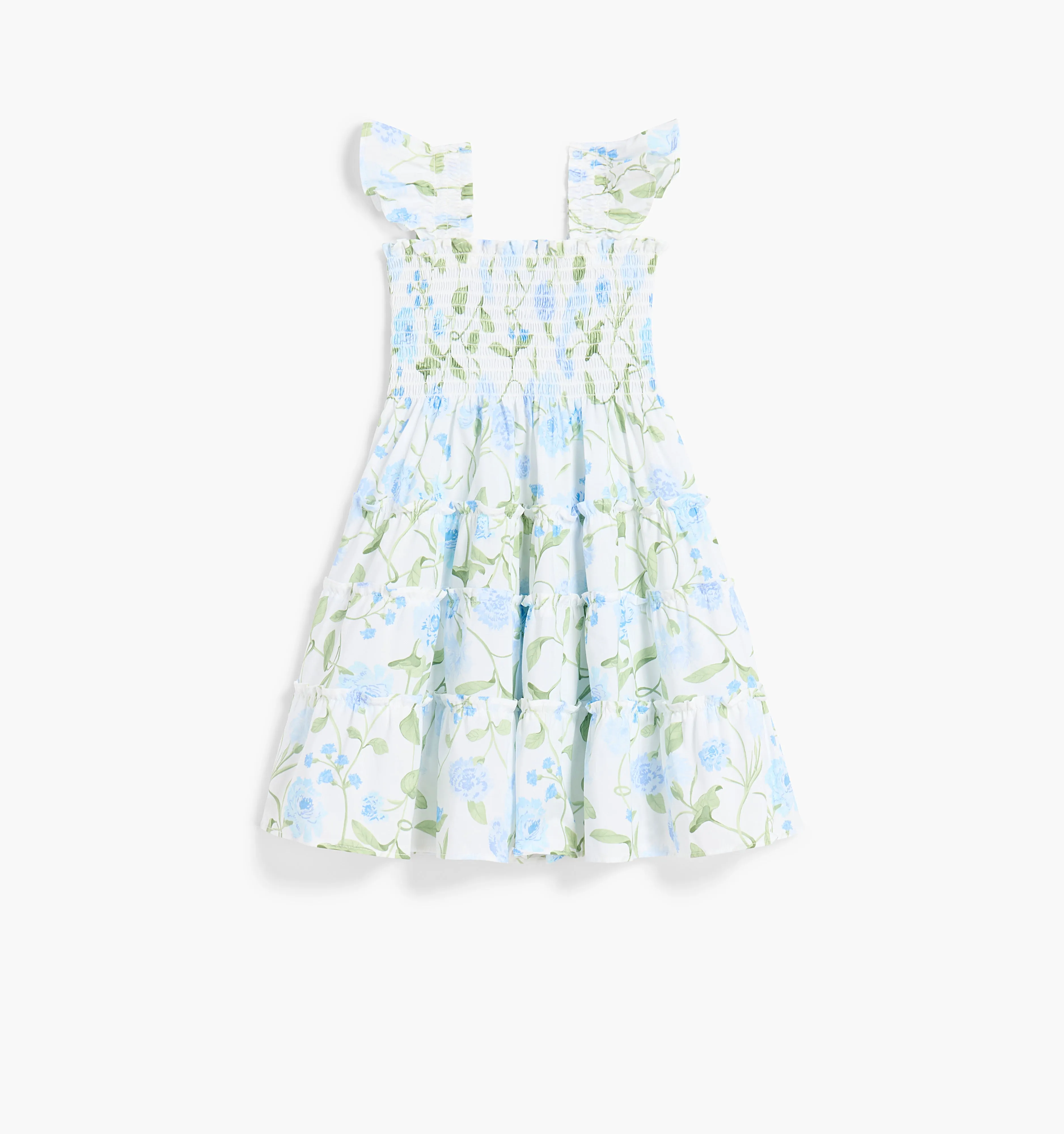 The Tiny Ellie Nap Dress - Blue Peony Bouquet Cotton