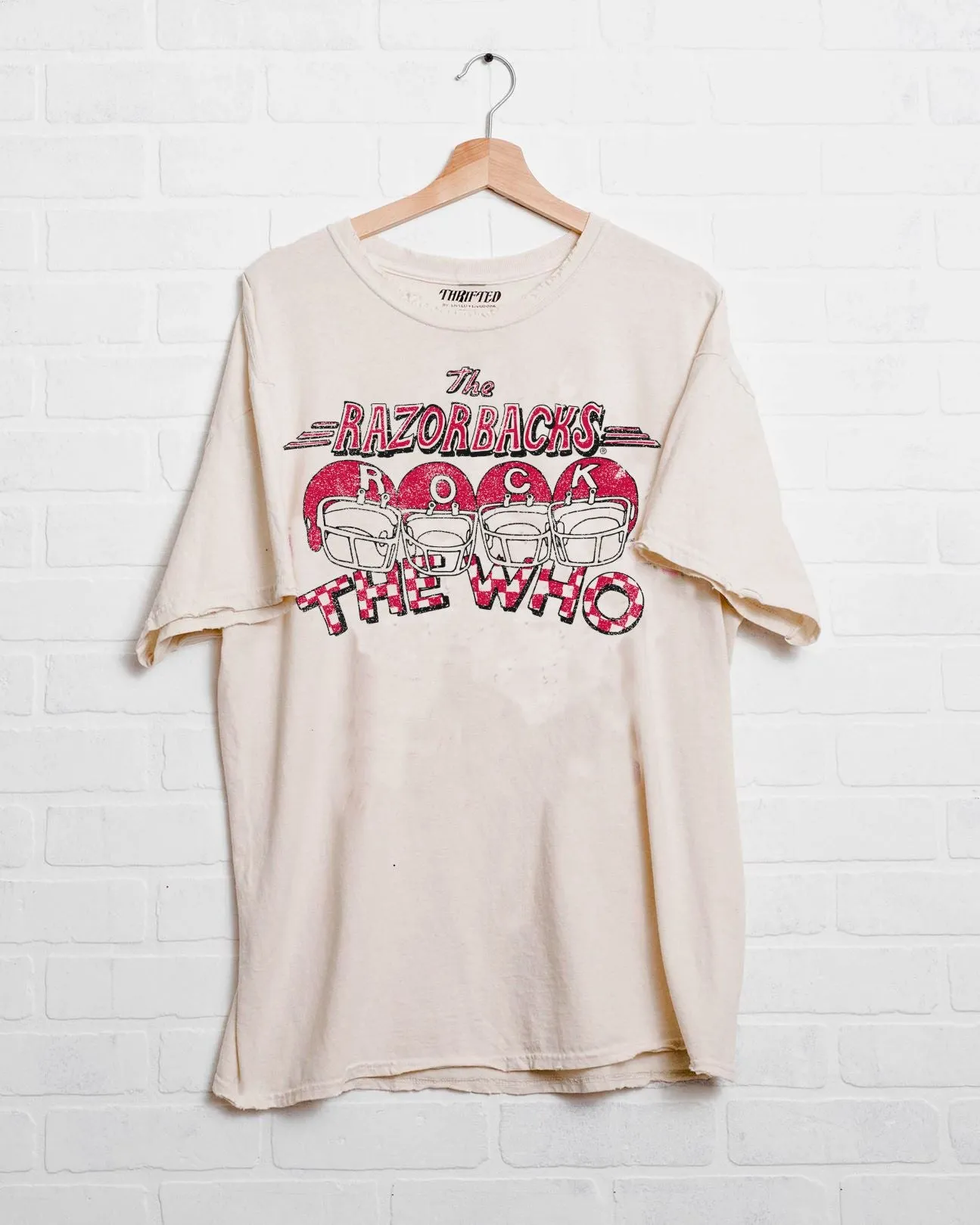 The Who Razorbacks Rock Off White Thrifted Tee