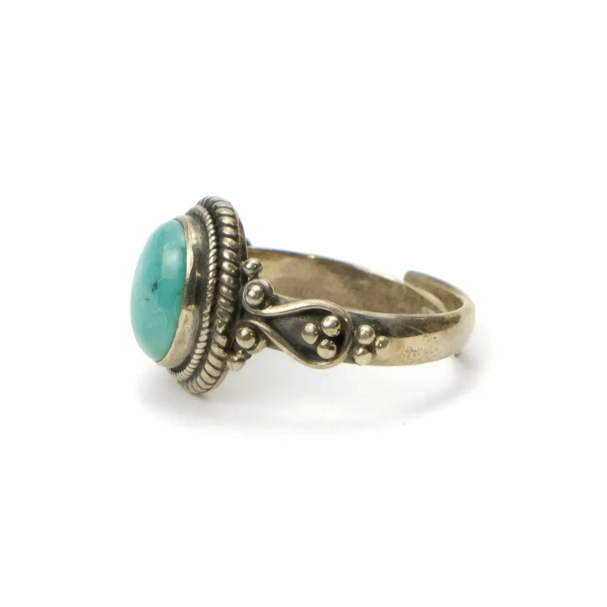 Tibetan Turquoise Sterling Silver Adjustable Ring 2