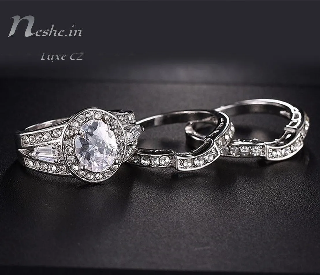 Unique 3 in1 CZ Wedding Enagagement Party Ring