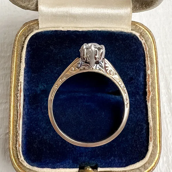 Vintage Solitaire Engagement Ring, Old Euro 0.58ct.