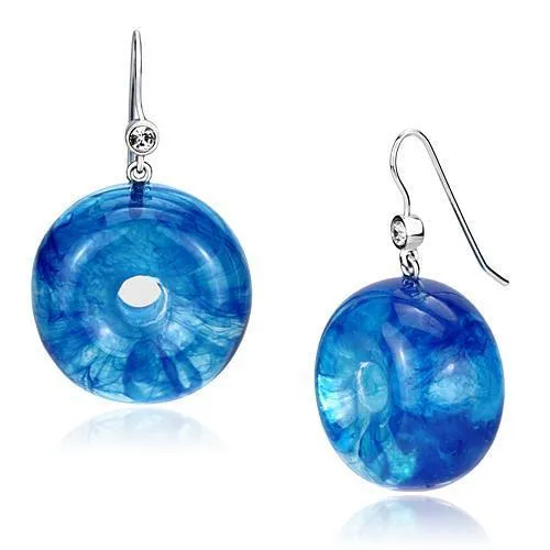 VL069 IP rhodium (PVD) Brass Earrings with Synthetic in Blue Topaz